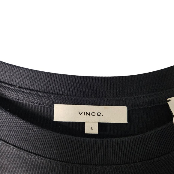 Vince Crewneck Muscle Tie Waist Cotton Dress Black NWT Womens Large - Picture 4 of 7